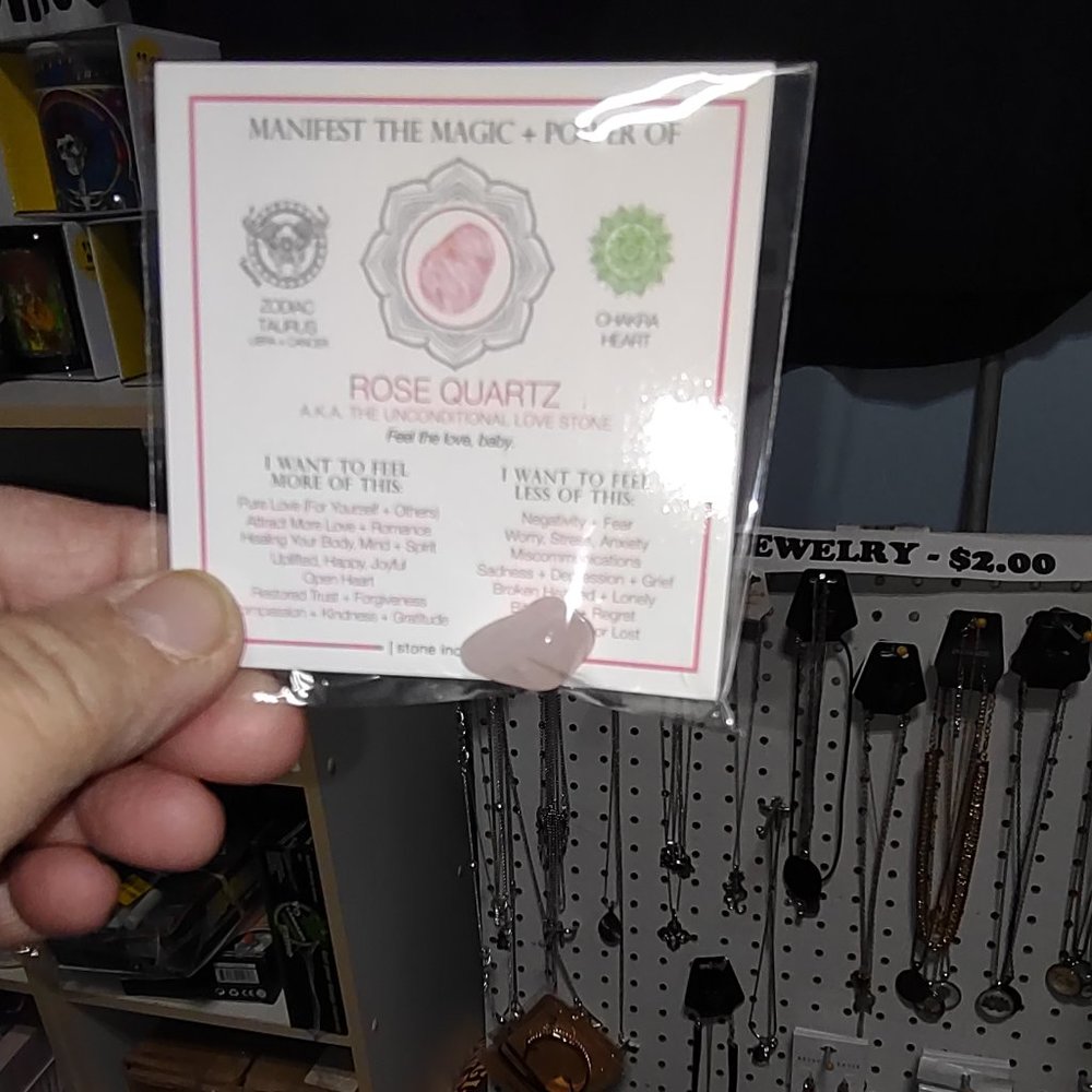 Crystal with Information Card - ROSE QUARTZ - THE UNCONDITIONAL LOVE STONE